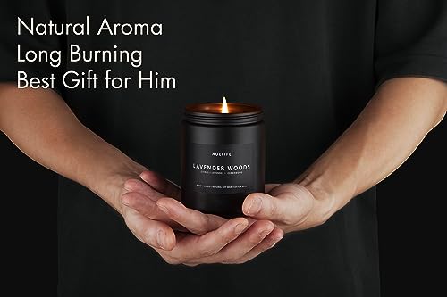 Scented Candles for Men | Lavender & Wood Scented Candle - Candle for Men, Men Candles for Home Scented, Candle Gifts for Him/Friend, Aromatherapy Candle in Black Jar - Image 5