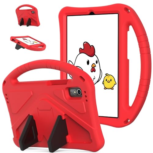 Coque Lenovo Tab B9 2024 robuste rouge avec support rotatif et sangle