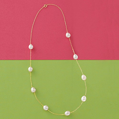 Ross-Simons 8-8.5mm Cultured Pearl Station Necklace in 14kt Yellow Gold3