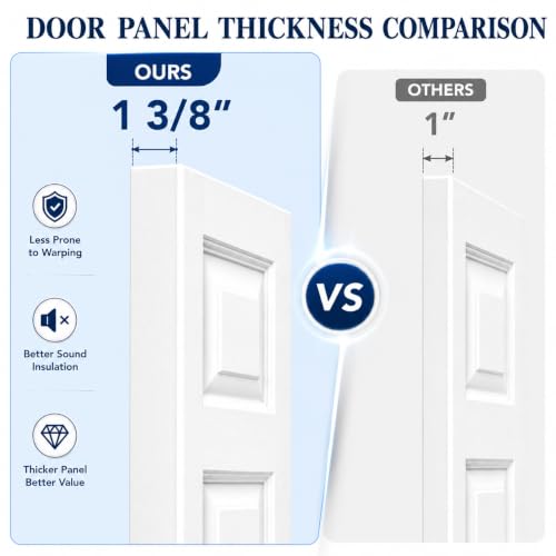 Image of 30 in.x 80 in. Bifold Door, 6 Panel Primed Bifold Closet Door
