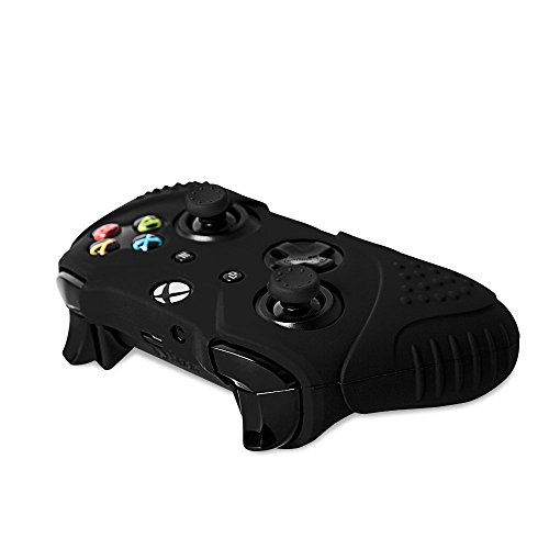 Chinfai Xbox One S/X Controller Grip Skin Anti-Slip Silicone Protective Cover Case For Xbox 1 Controller With 4 Set Thumbstick Caps (Black) #TOP4