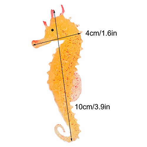 Hipocampo luminoso, cavalo-marinho luminoso realista com sucção para aquários (amarelo)