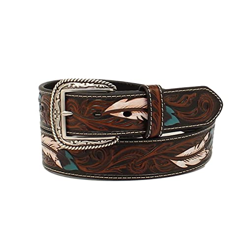ARIAT Men's Belt Feather Floral Embossed