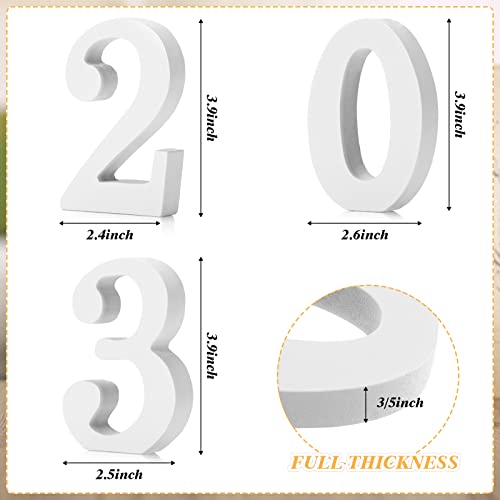 2023 Sign Prop Class Of 2023 Graduation Decorations 2023 Wooden Numbers Block Table Top Freestanding Sign 2023 Number Word Sign Table Decor For Wedding Party Photo Props Decoration (White) #TOP1