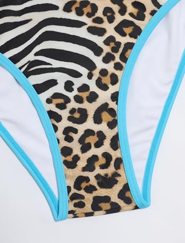 Image of ZAFUL Women's Tie Back Padded High Cut Bralette Bikini Set Two Piece Swimsuit