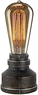 JINYU Vintage American Village Style Desk Light Creative Table Lamp Iron Steel Water Pipe Table Night Lights,Bedside Desk Lamps,Industrial Steampunk Retro Base E27 Holder Fitting Lighting Fixture
