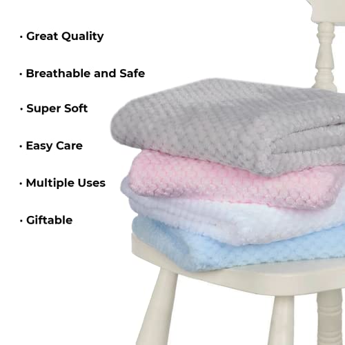 Baby Fuzzy Blanket Fluffy Waffle Flannel Fleece Blanket Super Soft Warm Cozy For Newborn Infant Toddler Kids Girl Boy Newborn Receiving Blanket For Crib, Stroller, Travel, Decorative Unisex Silver #TOP2