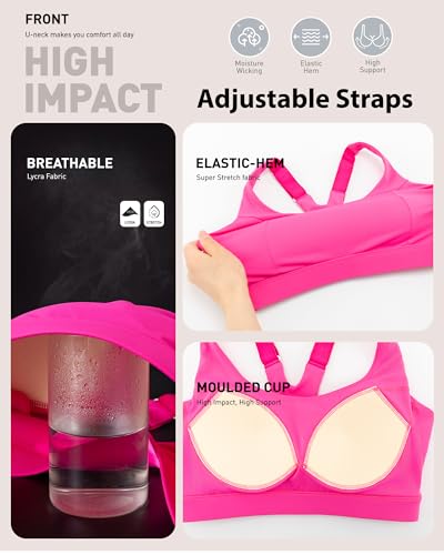Image of RUNNING GIRL High Impact Sports Bras for Women,Racerback Running Bra Workout Crop Tank Tops Longline Sports Bra Push up