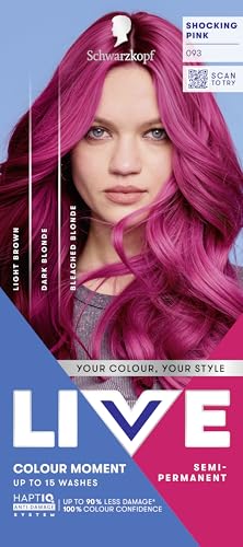 Schwarzkopf LIVE Colour Moment 093 Shocking Pink with HaptiQ Anti-Damage System Semi-Permanent Pink Hair Dye Up to 15 Washes