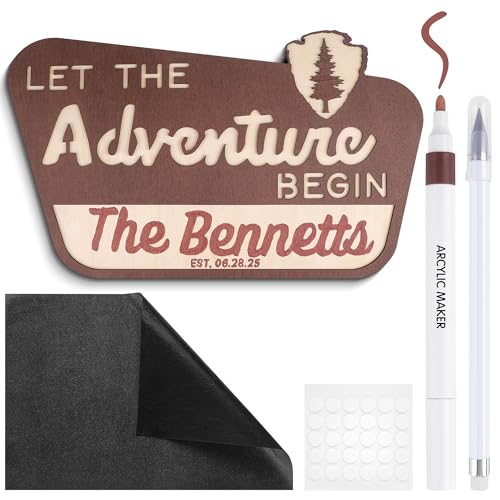 Luoyadee Personalized National Park Sign, Includes Name Template, Wood Camping Wedding Signs, National Park Family Name Sign Anniversary Valentines Day Christmas Gifts for newlyweds, Daughter, Son (LET THE Adventure BEGIN)