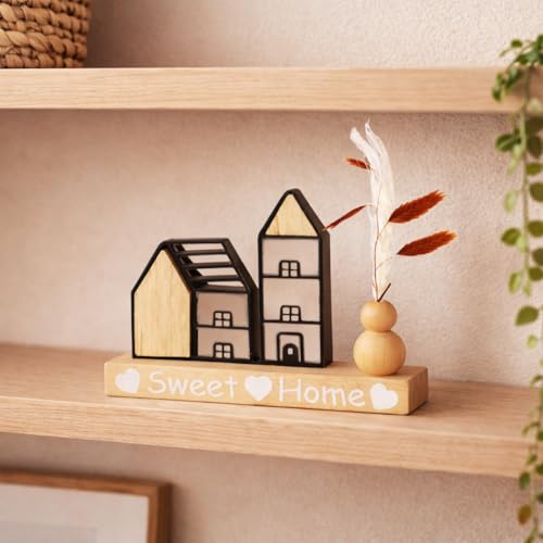 Image of CraftVatika Home Decoration Items for Living Room, Wooden Showpiece for Home Decor Bedroom, House Warming Gifts, Tabletop Decoration Items, Sweet Home Housewarming Wedding Birthday Gift for Man Woman