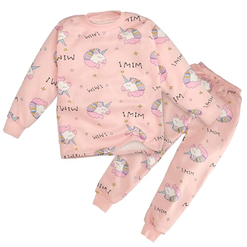 Image of Bold N Elegant Cute Winter Warm Fleece Kid's Cartoon Sweatshirt Tshirt and Pajama Pant Clothing Set Random Mix Print for Boys Girls
