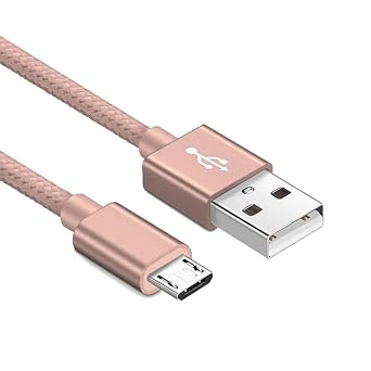 Braided USB Cable Charging Cord/Charger Power Lead Wire Compatible with JAM HEAVY METAL PORTABLE BLUETOOTH SPEAKER/Rose Gold / (1m / 3.3ft)