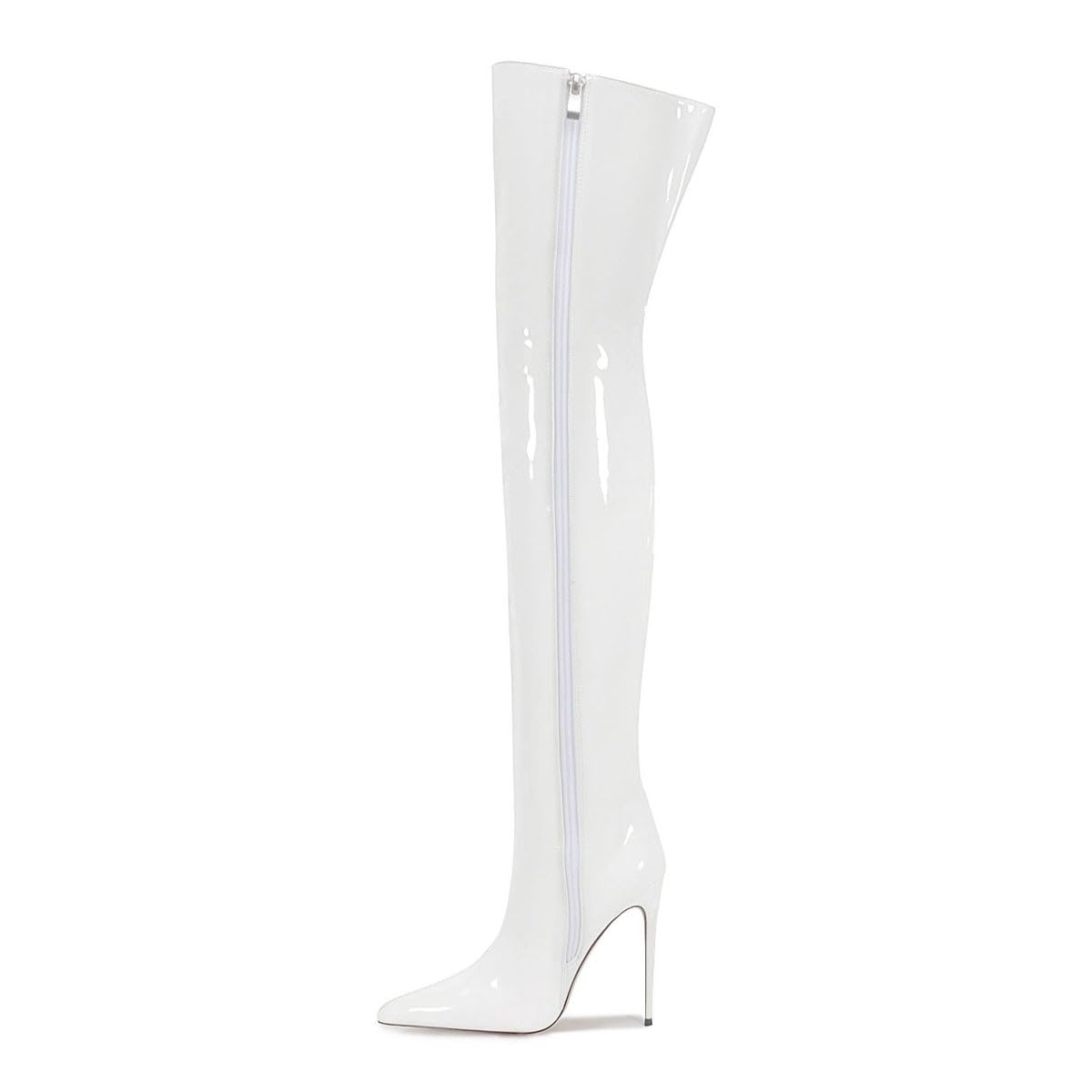 Thigh high boots for women striped Back zipper Burgundy Zebra Print Over the knee Sexy gold white pointed