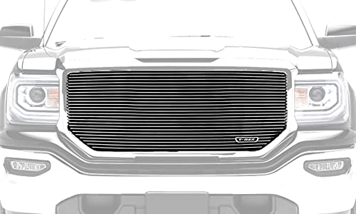 T-Rex Grilles 2016-2018 Sierra 1500 Laser Billet Grille, Polished, 1 Pc, Insert, without Logo Cutout - PN #6202140, Black