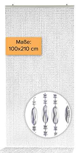 Kobolo Perlenvorhang Diamonds 100x210cm transparenter Türvorhang mit 80 Strängen je 0 9cm luftiger Fadenvorhang als Insektenschutz & Raumteiler Deko-Schnurvorhang für Balkon und Terrasse