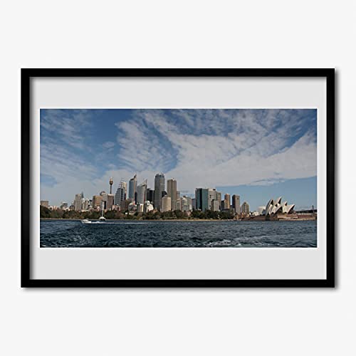 Affiche encadrée 70x50 cm avec cadre MDF City Sea Maisons Sydney Tulup