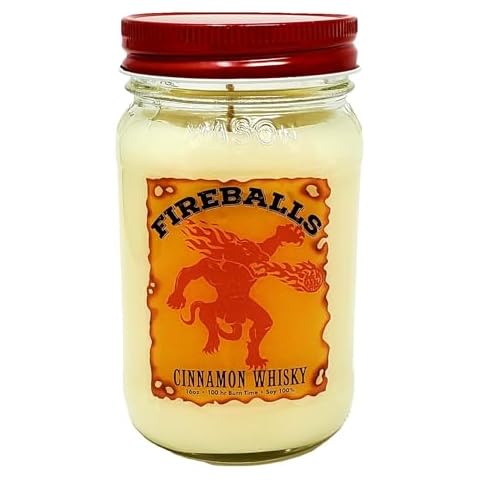 Fireballs Cinnamon Whisky Candle ~ A Candle with Nuts ~ All Natural Premium Soy Wax Candle ~ Parody Candle ~ Red Hot Cinnamon Whiskey ~ Highly Scented (12oz Jar) Cover