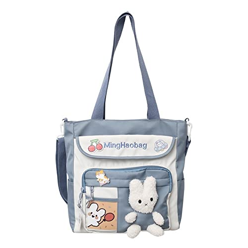 Bolsa transversal Kawaii e acessórios Kawaii para meninas, linda bolsa de ombro para laptop mochila escolar para estudantes, Azul