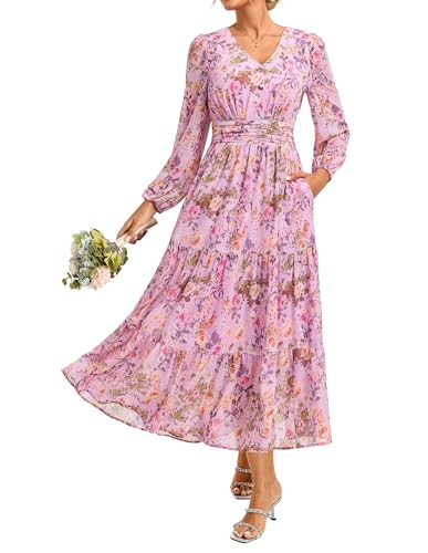 Image of GRACE KARIN Women's A-line Maxi Dress Summer Floral Wedding Guest Dresses