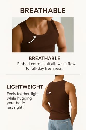 Image of Rockwell Men's Premium Cotton Vest - Sleeveless Gym Undershirt | Breathable, Stretchable & Skin-Friendly Innerwear for Everyday Comfort | Pack of 2 |301