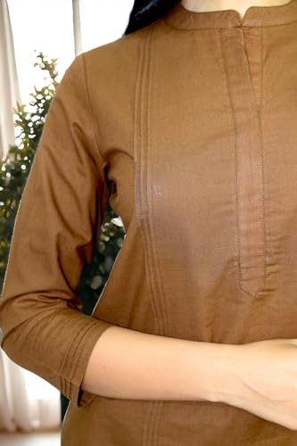 Image of JAIPUR HAND BLOCK Women's Pintuck Plain Short Cotton Kurti|Top STYLE-S91