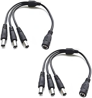 DZYDZR 2 Pack DC Jack 5.5 x 2.1mm Splitter Cable 12V Plug 1 Female to 3 Male 3 Way Splitter Cable Y Type Copper Wire Black 30cm