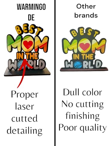 Image of Best Mom in The World Wooden Trophy Gift for Mother or Maa Best Gift for Mom (Multicolor 6 x 5.5 Inches)