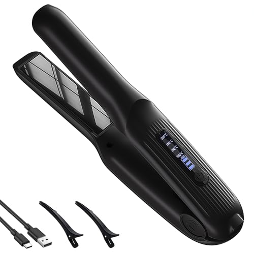 Cordless Hair Straighteners, Travel Mini Rechargeable 2 in 1 Straightener and Curler with 4000mAh Battery, Portable Flat Iron for Women