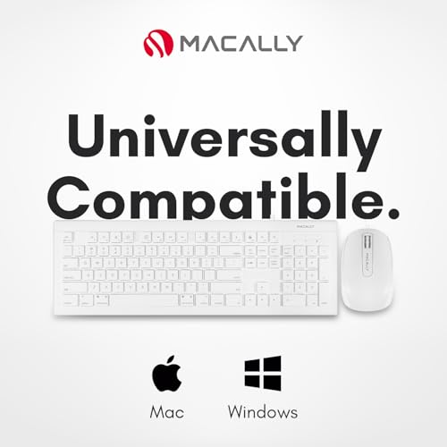 Image of Macally 104 Key USB Wired Keyboard and Mouse Combo with Apple Shortcut Keys for Mac, iMac, Macbook, and Windows PC (MKEYECOMBO), White