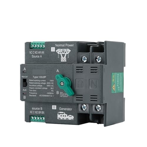 Commutateur de transfert automatique 2P 80A 220V pour rail DIN sans interruption