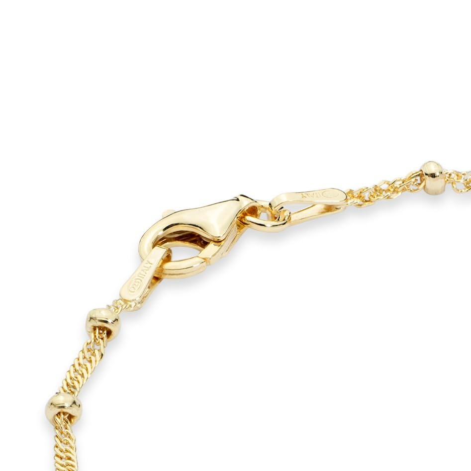 Miabella Italian 925 Sterling Silver Singapore Bead Chain Station Bracelet for Women, Made in Italy2