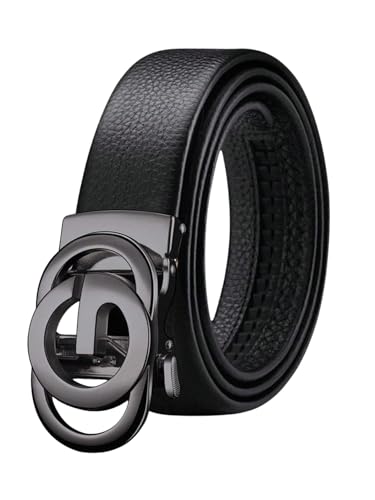 Men's PU Leather Dress Belts Automatic Buckle Business Casual Belt for Jeans