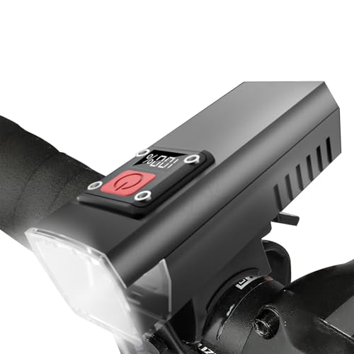 夜間走行用の明るい自転車ライト | 充電式ポータブルLEDバイクヘッドライト - ハンドルバー懐中電灯、交通安全ライト スマートデジタル表示付き