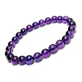 【hinryo】 AAAAA アメジスト 紫水晶 ブレスレット ポーチ付き ブラジル産 天然石 パワーストーン (8mm アメジスト ブレスレット, 内径18cm)