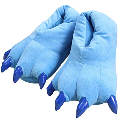 Adultes/Enfants Animaux Paw Chaussures,Pantoufles Unisexe en Peluche à Griffes d'animaux,Dinosaur Paw Chaussures,39-43,Blue Cover