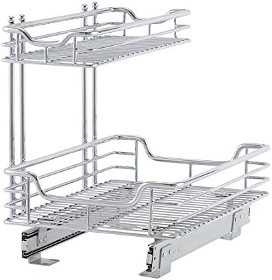 Household Essentials 2 Tier Sliding Cabinet Organizer, Easy Glide Cabinet Shelf Organizer C4262-1