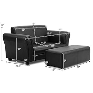 Costzonkidscouchwithfootstool2in1doubleseatchildrenssofawpuleathersurfacearmrestchairloungesoftkidssofaforpreschoolbedroomkidsroomtoddlersboysgirlsbirthdayblack Urban Country Home Decor Costzon kids couch with footstool 2 in 1 double seat childrens sofa wpu leather surface armrest chair lounge soft kids sofa for preschool bedroom kids room toddlers boys girls birthday black urban country home decor