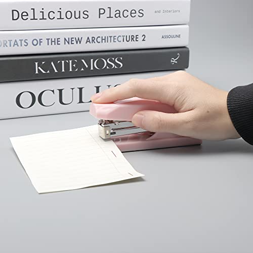 Cute Pink Stapler Standard Desk Manual Stapler Metal Stapling Rod With Diamond Shape, 20 Sheets Capacity For The Sleek Office School Desk Accessories Gift Idea #TOP1