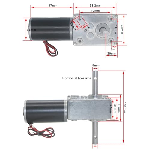 Moteur à engrenages CC 12V Bringsmart double arbre pour axe réversible