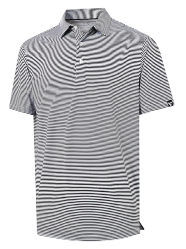 Image of Men' s Golf Shirts Short Sleeve Performance Moisture Wicking Dry Fit Striped Golf Polo Shirts for Men