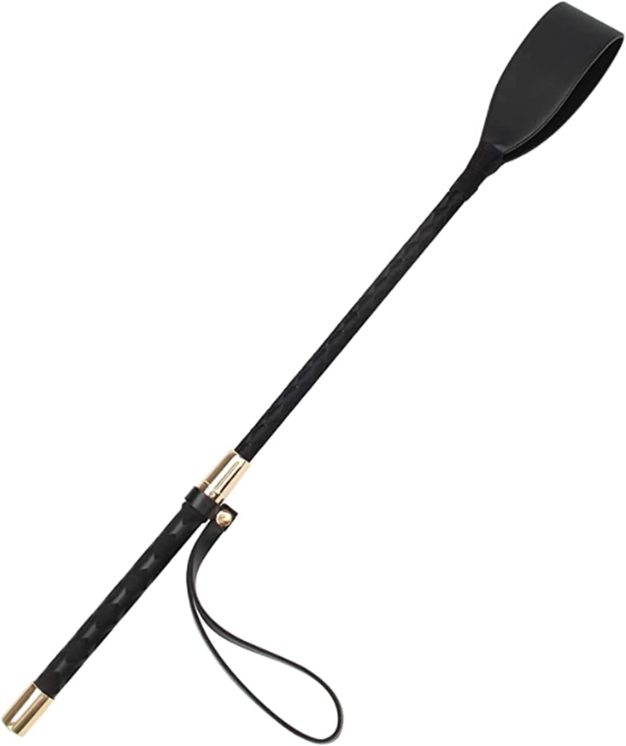 Riding Crop for Horse, Black Leather Equestrian Training Tool, 18 Inch Horse Whip with Double Slapper, Premium Quality Equestrianism Horse Riding Crop, Outdoor Training Tool (Black)