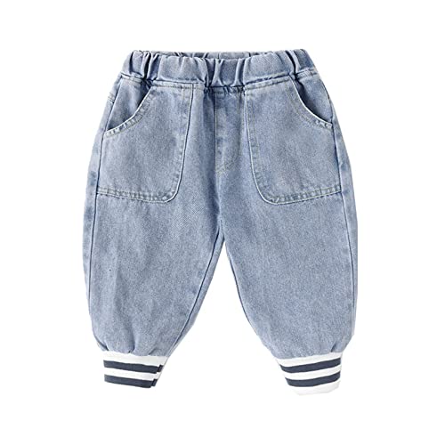 Boys Baggy Jeans Wide Leg Denim Pants Y2K Elastic Waist Foot Binding Casual Loose Fit Long Trousers Overalls Clothes