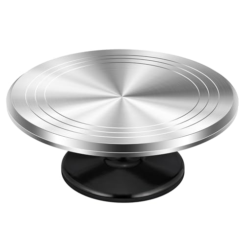 Image of Kootek Aluminium Alloy Revolving Cake Stand 12 Inch Rotating Cake Turntable for Cake, Cupcake Decorating Supplies for Mother's Day