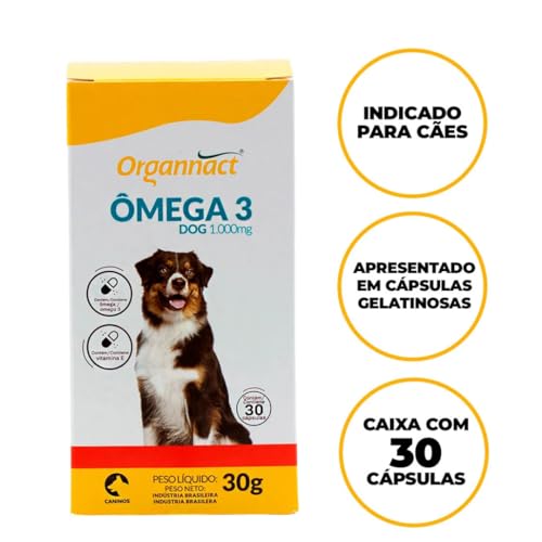 Omega 3 Dog 1000mg 30 Comprimidos Suplemento Vitaminico Organnact 30g