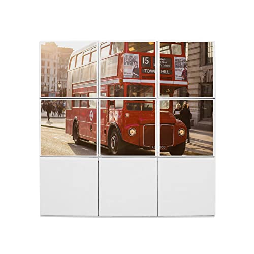 Carreaux céramique bus rouge à l'impériale pour une cuisine rétro