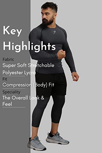 Image of FUAARK Men's Full Sleeve Compression T-Shirt - Athletic Base Layer for Fitness, Cycling, Training, Workout, Tactical Sports Wear