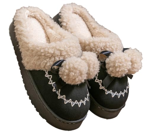 Niction Women's Slippers Fuzzy Cozy Indoor and Outdoor Mules Furry Warm House Slippers Cute Female Cute Fluffy Bow Slip on Shoes
