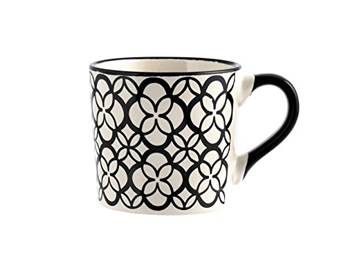H&H Vhera Juego 6 Tazas Té, Stoneware, Blanco/Negro, 220 ml - Imagen 5