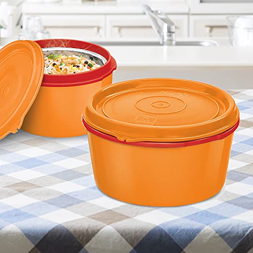 Image of MILTON Microwow Stainless Steel Lunch Container, 350 ml, Orange